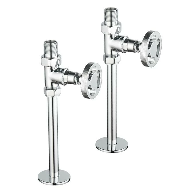Arezzo Chrome Industrial Style Straight Radiator Valves incl. Stand Pipes