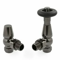 Jaguar Thermostatic Angled Radiator Valves - Black Nickel