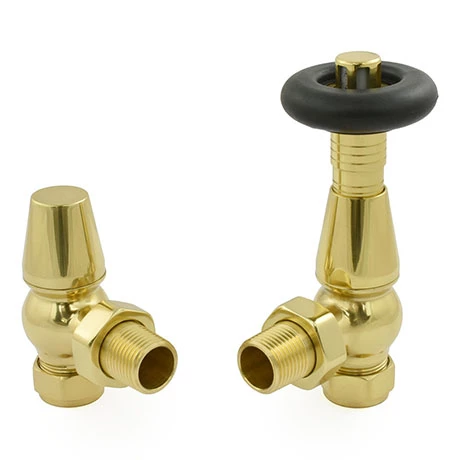 Jaguar Thermostatic Angled Radiator Valves - Brass