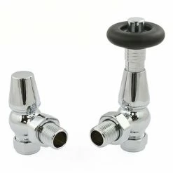 Jaguar Thermostatic Angled Radiator Valves - Chrome