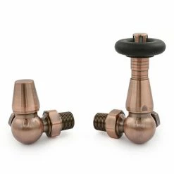 Jaguar Thermostatic Corner Radiator Valves - Antique Copper