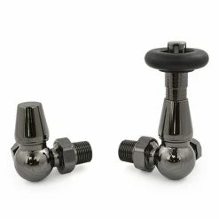 Jaguar Thermostatic Corner Radiator Valves - Black Nickel