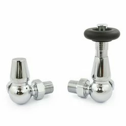 Jaguar Thermostatic Corner Radiator Valves - Chrome