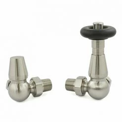 Jaguar Thermostatic Corner Radiator Valves - Satin Nickel
