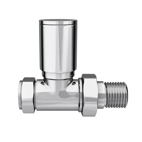 Arezzo Modern Straight Radiator Valves - Chrome - Image 2