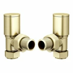 Arezzo Modern Angled Radiator Valves - Brushed Brass
