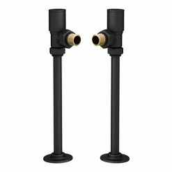 Arezzo Modern Angled Radiator Valves incl. 180mm Stand Pipes - Matt Black