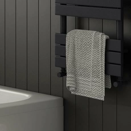 Arezzo Modern Angled Radiator Valves - Matt Black - Image 2