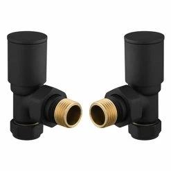 Arezzo Modern Angled Radiator Valves - Matt Black