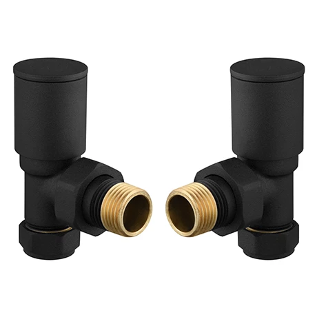 Arezzo Modern Angled Radiator Valves - Matt Black