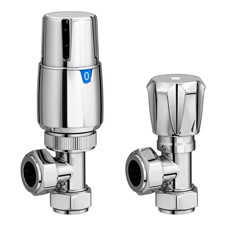 Modern Chrome Thermostatic Radiator Valves - Angled