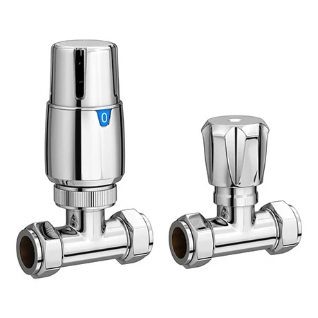 Modern Chrome Thermostatic Radiator Valves - Straight