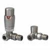 Monza Brushed Nickel Corner Thermostatic Radiator Valves - Energy Saving