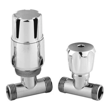 Modern Chrome Thermostatic Radiator Valves - Straight - Image 2