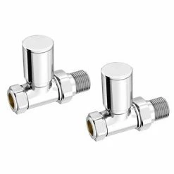 Arezzo Modern Straight Radiator Valves - Chrome