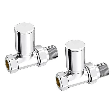 Arezzo Modern Straight Radiator Valves - Chrome