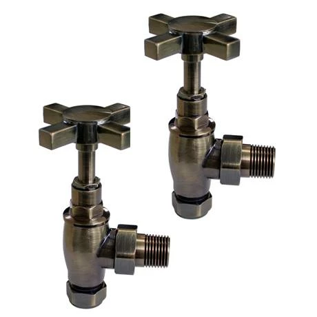 Old English Brass Traditional Angled Radiator Valves - Image 2