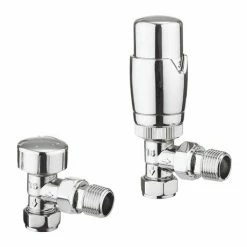 Crosswater Pier Chrome Angled Radiator Valves with Lockshield - RADVTRVA1C