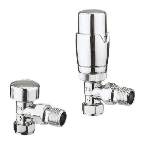 Crosswater Pier Chrome Angled Radiator Valves with Lockshield - RADVTRVA1C