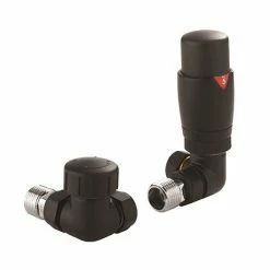 Crosswater Matt Black Corner Thermostatic Radiator Valves - RADVTRVC1B
