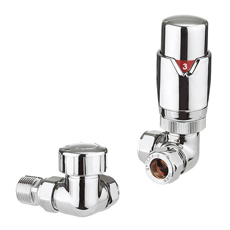 Crosswater Pier Chrome Corner Radiator Valves with Lockshield - RADVTRVC1C