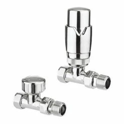 Crosswater Pier Chrome Straight Radiator Valves with Lockshield - RADVTRVS1C