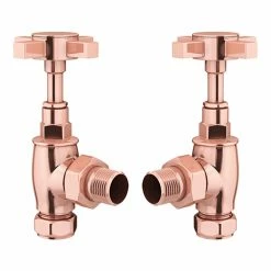 Art Deco Rose Gold Traditional Angled Radiator Valves