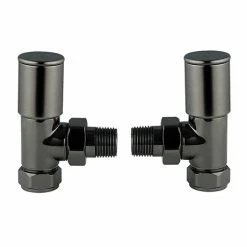 Arezzo Satin Gunmetal Grey Angled Radiator Valves
