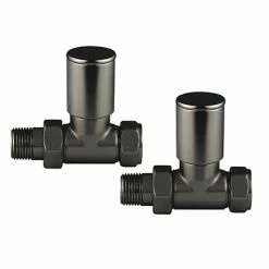 Arezzo Satin Gunmetal Grey Straight Radiator Valves