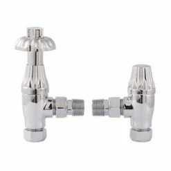 Hudson Reed - Traditional Thermostatic Angled Radiator Valves - Chrome - RV007