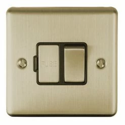 Revive 13 Amp Switched Fused Spur Antique Brass/Black Trim