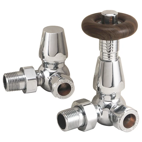 Chatsworth Chrome Thermostatic Corner Radiator Valves - Energy Saving
