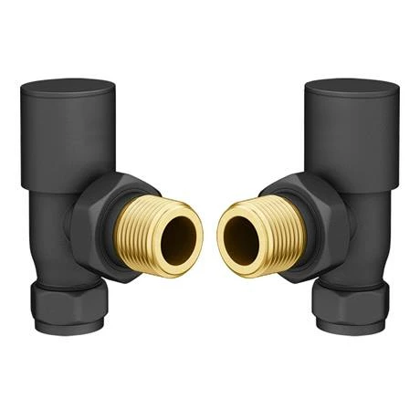 Arezzo Round Angled Radiator Valves incl. Curved Angled Pipes - Anthracite - Image 4