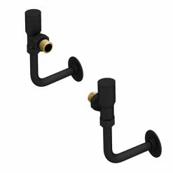 Arezzo Round Angled Radiator Valves incl. Curved Angled Pipes - Matt Black