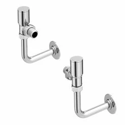 Arezzo Round Angled Radiator Valves incl. Curved Angled Pipes - Chrome