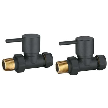 Arezzo Round Straight Radiator Valves incl. Curved Angled Pipes - Anthracite - Image 2