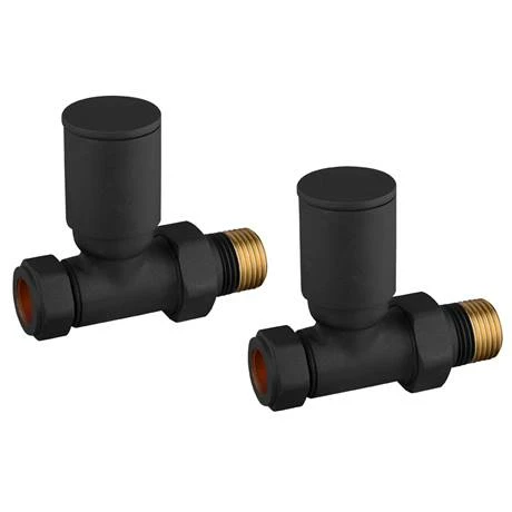 Arezzo Round Straight Radiator Valves incl. Curved Angled Pipes - Matt Black - Image 4