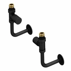 Arezzo Round Straight Radiator Valves incl. Curved Angled Pipes - Matt Black