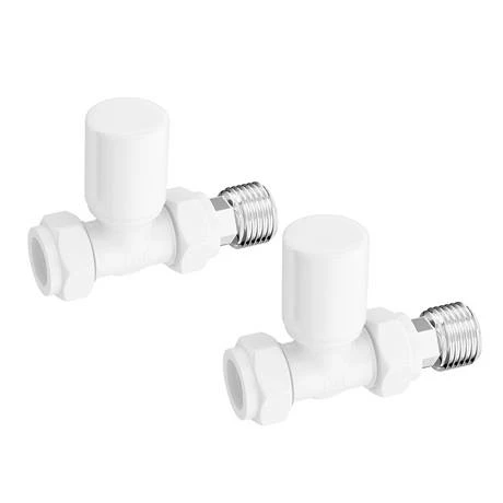 Arezzo Round Straight Radiator Valves incl. Curved Angled Pipes - White - Image 4