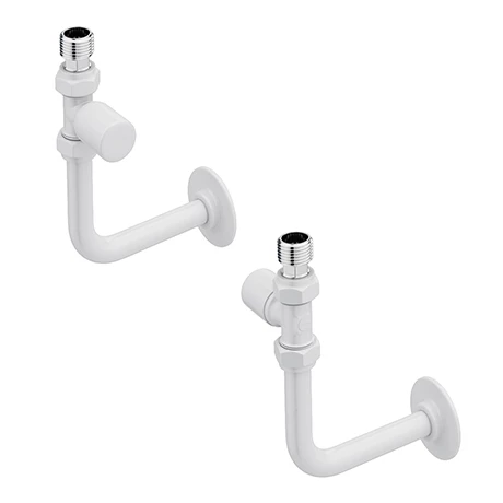 Arezzo Round Straight Radiator Valves incl. Curved Angled Pipes - White