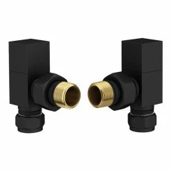 Arezzo Square Matt Black Angled Radiator Valves