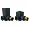 Square Anthracite Corner Radiator Valves