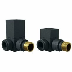 Square Anthracite Corner Radiator Valves