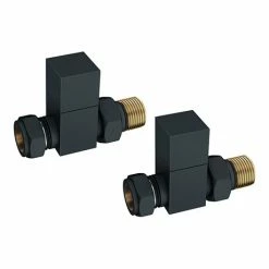 Arezzo Square Anthracite Straight Radiator Valves