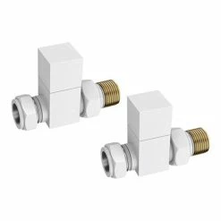 Square White Straight Radiator Valves