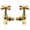 Art Deco Traditional Angled Cross Head Radiator Valves - Vintage Gold