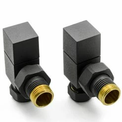 Reina Loge Angled Radiator Valves - Anthracite