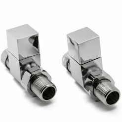 Reina Loge Straight Radiator Valves - Chrome