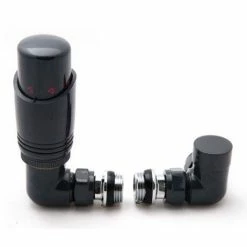 Reina Modal TRV Corner Radiator Valves with Lockshield - Anthracite