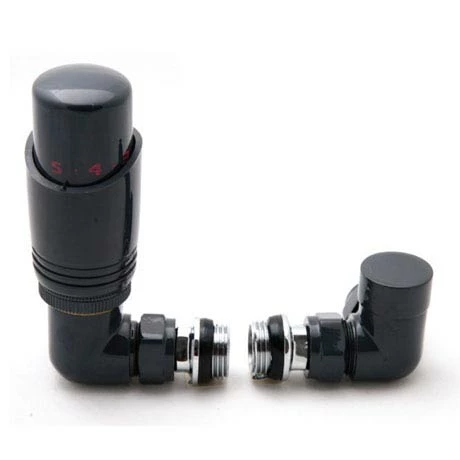 Reina Modal TRV Corner Radiator Valves with Lockshield - Anthracite